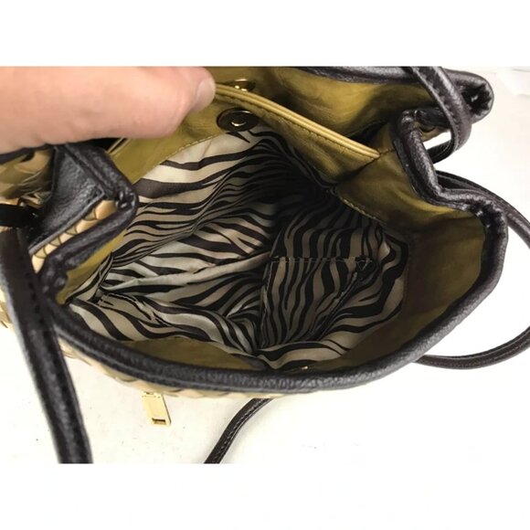 Samoe Style Womens Beige Brown Inner Zip Pocket Double Shoulder Strap Sling Bag - Picture 6 of 8